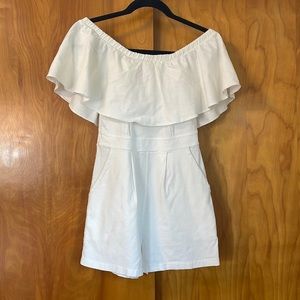 White Linen with spandex romper.